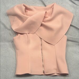Blush Pink Sleeveless Blouse with Unique Collar